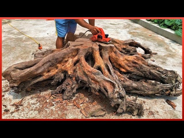 Man Transforms Massive Tree Log into Amazing Table | by @WoodworkingCraftsman